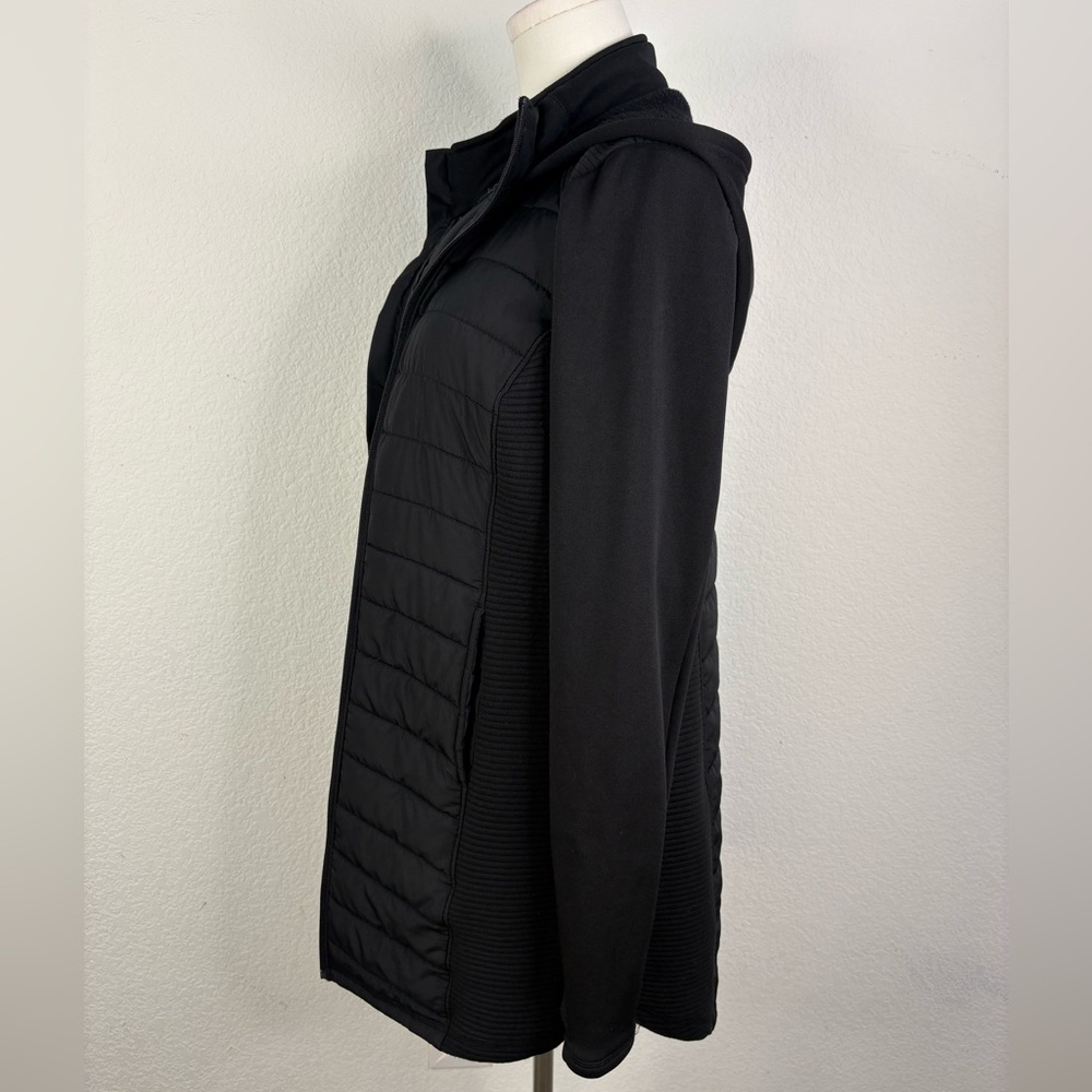 TEK GEAR Black Quilted Hooded Jacket w/ Thumb Holes – Size Small - Picture 3 of 8